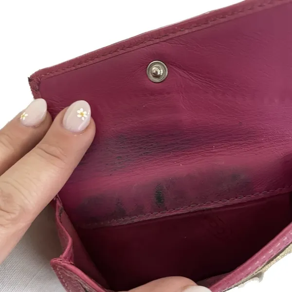 Coach Beige/Pink Signature Canvas And Leather Compact Wallet‎ - Image 5