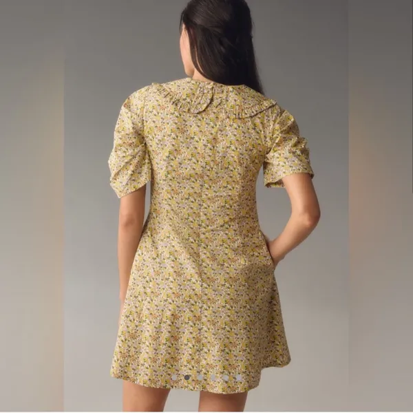 Anthropologie Floral Peter Pan Collar Dress New With Tags 2 petite - Image 2