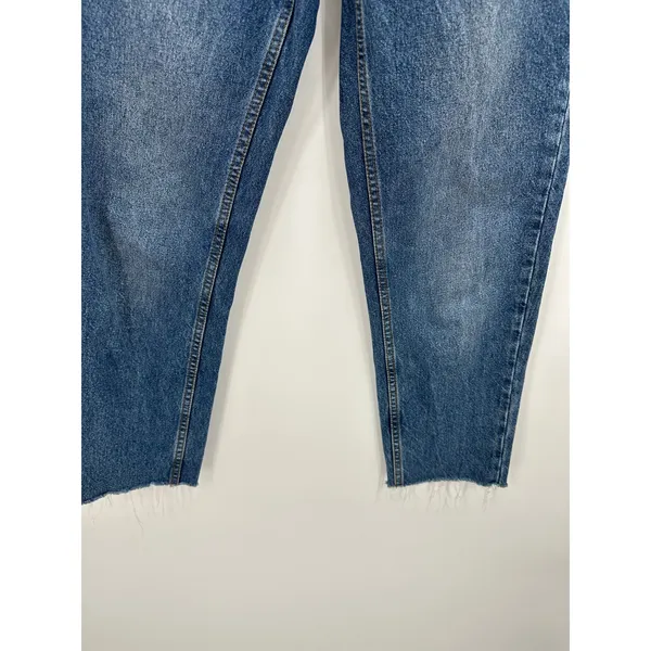 Free People We‎ The Free Tapered Mom Jeans Raw Hem Blue Women Size 25 OB817396 - Image 3