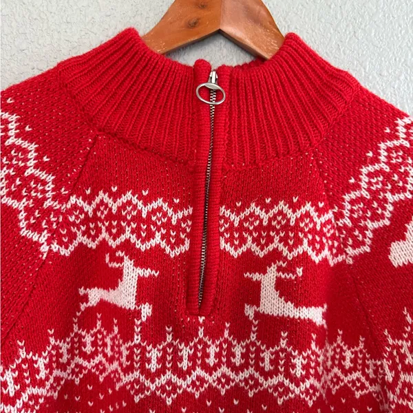 Aerie Christmas Fair Isle‎ Quarter Zip Chunky Knit Sweater - Image 4