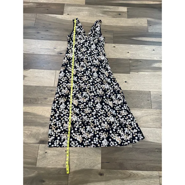 Mittoshop Women Maxi Dress Floral Design Size S Black Tan and White - Image 4