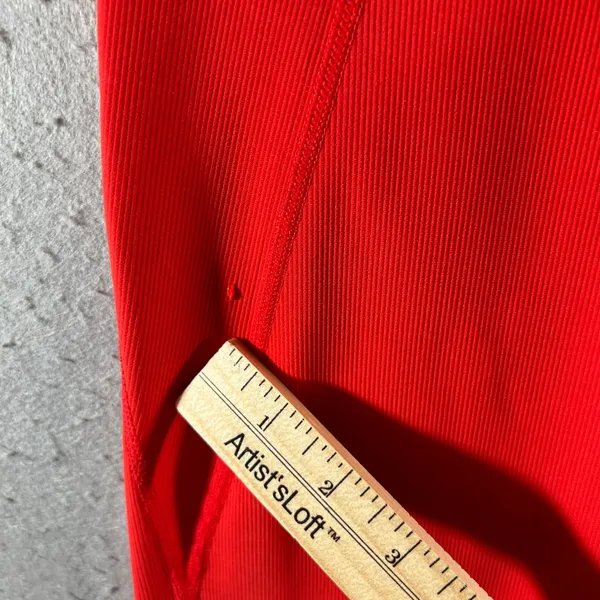 1093 | Wilo The Label Ribbed High Waisted Ruched Athletic Leggings‎ Red Womens S - Image 5