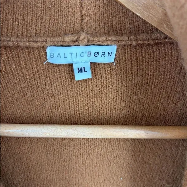 Baltic Born women’s Ellison lapel teddy open front burnt orange cardigan sz M/L - Image 2