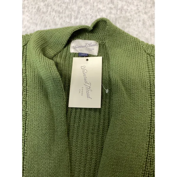 Universal Thread Green Cotton Shaker Stitch-Open Cardigan Sweater Small…. - Image 2