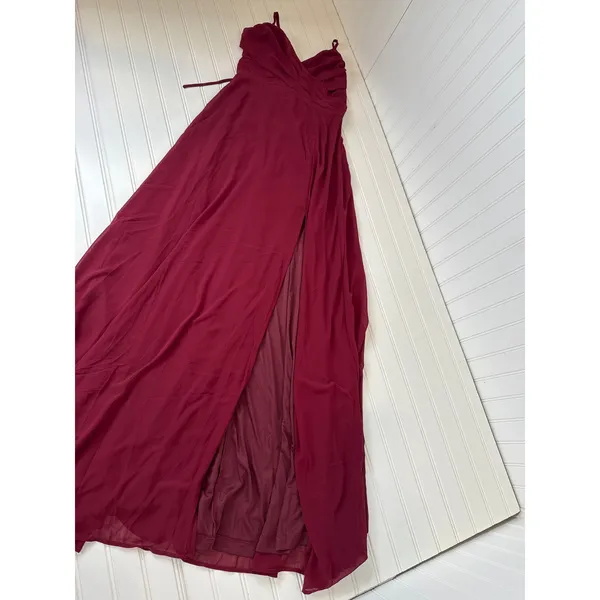 NWT Lulus Event Ready Burgundy Backless Lace-Up Maxi Dress Bridesmaid Wedding M - Image 2
