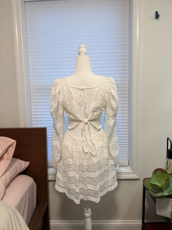 For Love & Lemons Mimi Lace Long Sleeve Mini Dress - Image 7