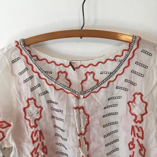 Free People Embroidered Peasant Top Elastic Waist - Image 2