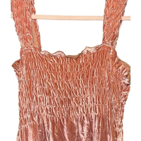 Free People $168 NWT Camille Velvet Midi Dress Pink Oversized XS - Image 9