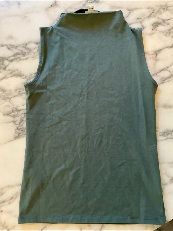 NWT J.Crew Stretch cotton-blend mockneck tank top Topiary green Size XXS - LINE - Image 4