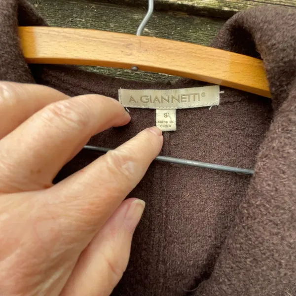 A. Giannetti size S boiled wool cardigan with hood. - Image 5