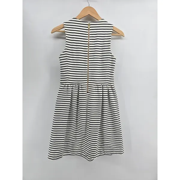 J.Crew Dress Womens XS C4098 White Black Striped Sleeveless EUC - Image 3