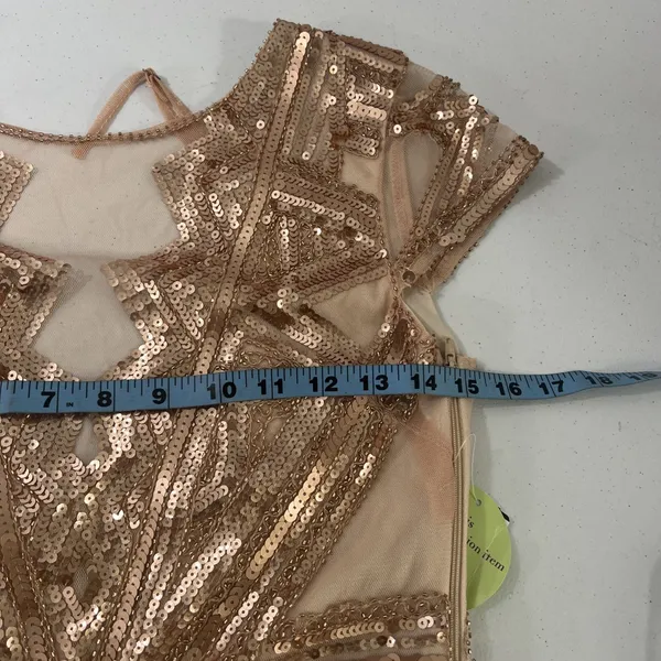 NWT Windsor Rose Gold Sequin Mesh Mini‎ Dress - Image 6