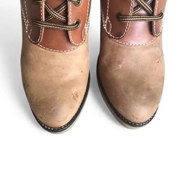 Johnston & Murphy Women's Two-Tone Brown Lace-Up Ankle Boots Size 6.5 M - Image 4