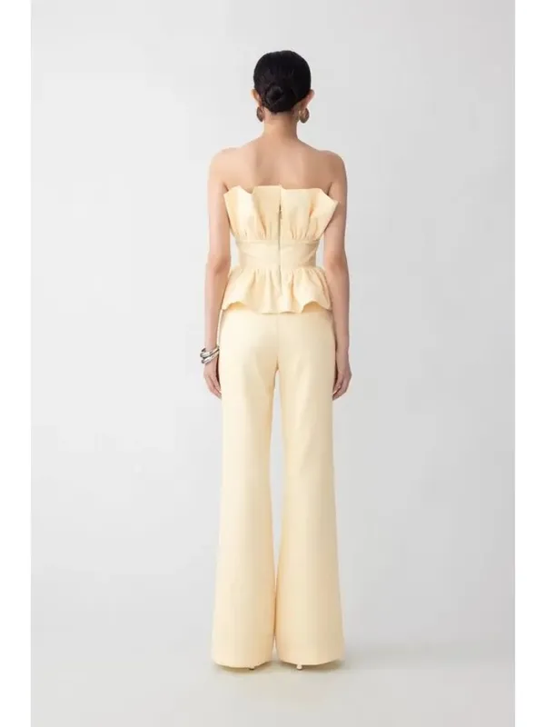 Sau Lee Nicola Crepe Pants Butteryellow Womens Size 4 - Image 2