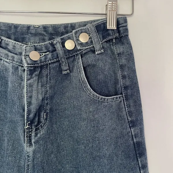 Vintage High-Waisted Wide Leg‎ Jeans style casual pockets summery - Image 2