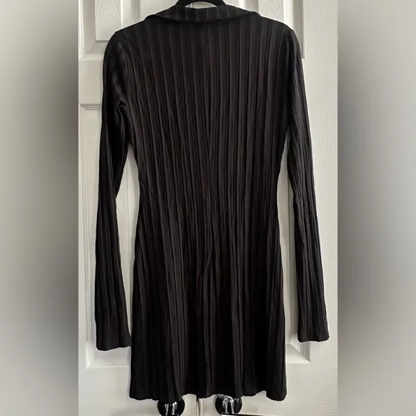 Reformation Vittoria Ribbed Long Sleeve Knit Dress black size Large - Image 4
