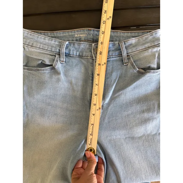 Old Navy Wow Straight Jeans 8 Tall Light‎ Wash High Rise Denim - Image 6