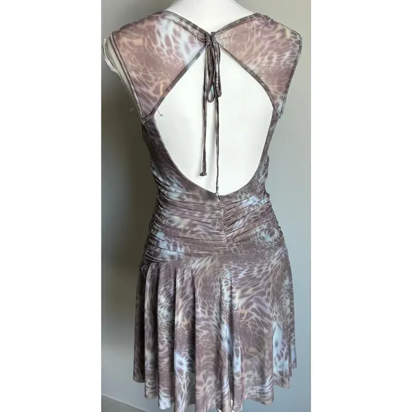 Silence + Noise Urban Outfitters Gathered Y2K Animal Print Mini Party Dress M - Image 3