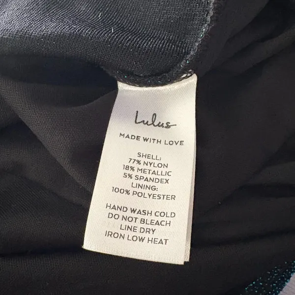 Lulus Forever Your Girl‎ Bodycon Mini Dress Dark Teal Metallic Hoco Size Medium - Image 6