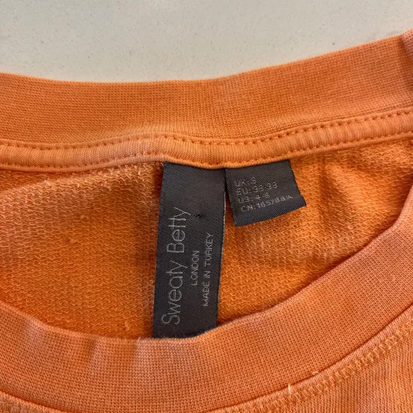 Sweaty Betty‎ After Class Crop Sweatshirt Orange Size Small 4-6 - Image 4