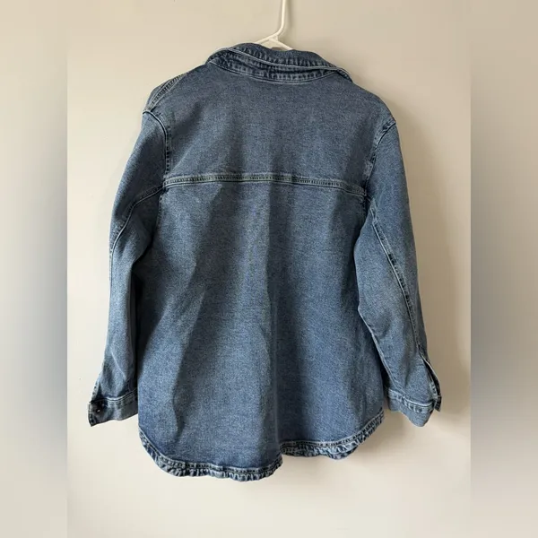 Terra & Sky Denim Flannel Shacket Jean Jacket Hippie Boho Oversized Size 0X 14W - Image 6