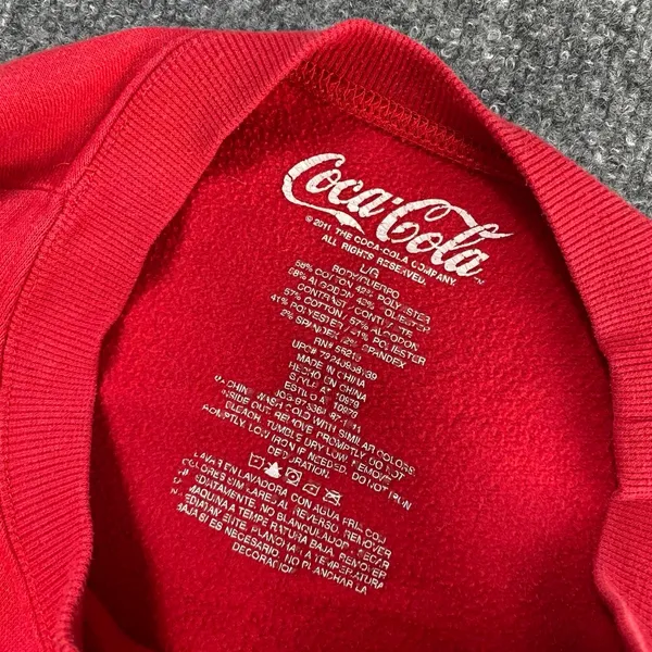 Coca Cola Bottle Graphic Long Sleeve Crewneck Red Sweatshirt Casual Cozy Holiday - Image 4