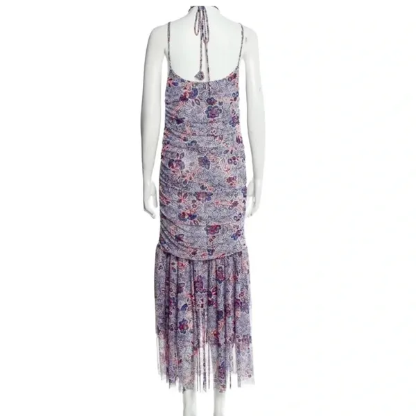 MISA Los Angeles Nicola Floral Mesh Halter Midi Dress Blue Size XS NWT - Image 5