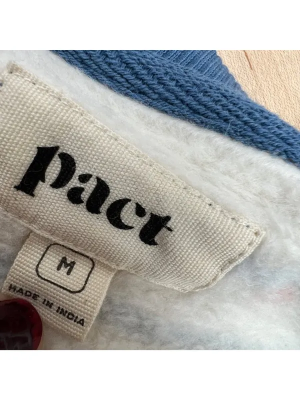 Pact Scattered Hearts Striped Sweatshirt Organic Cotton Blue Cream Size Medium - Image 7