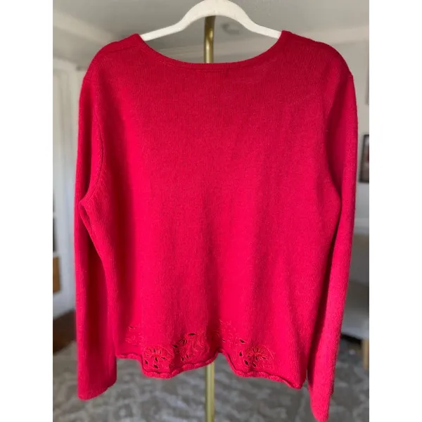 Vintage Angora Rabbit‎ Hair Cardigan Red Embroidered Max & Lily Cottagecore Boho - Image 3