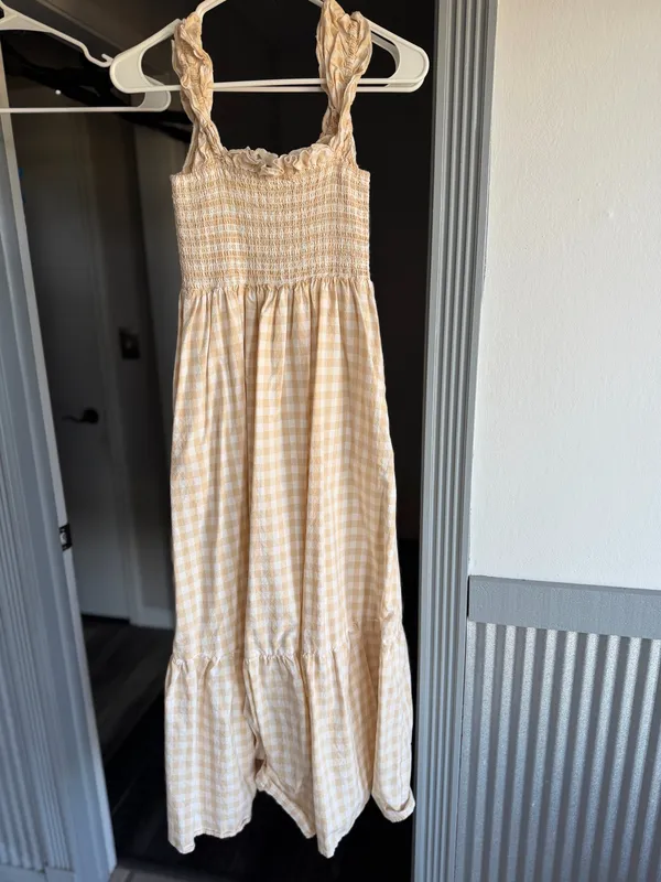 Gingham maxi dress Tan - Image 2