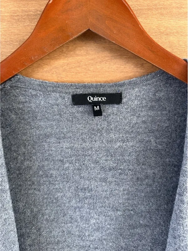 Quince 100% Merino Wool Open Front Cardigan Sweater Pockets Gray Women’s Medium - Image 5