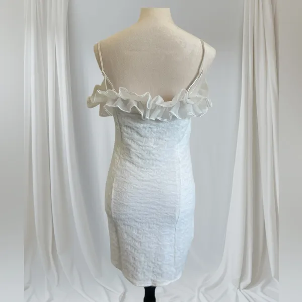 Selfie Leslie White Bodycon Mini Dress Sleeveless Flutter - Image 6