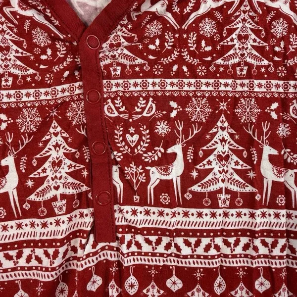Little‎ Sleepies L XL Reindeer Cheer Pajama Set Holiday Collection Bamboo Red - Image 5