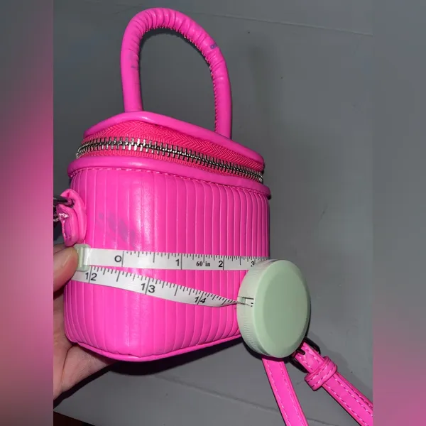 Miniature Micro Neon HotPink Adjustable Crossbody Zipper Whimsy Rave Vinyl Retro - Image 15
