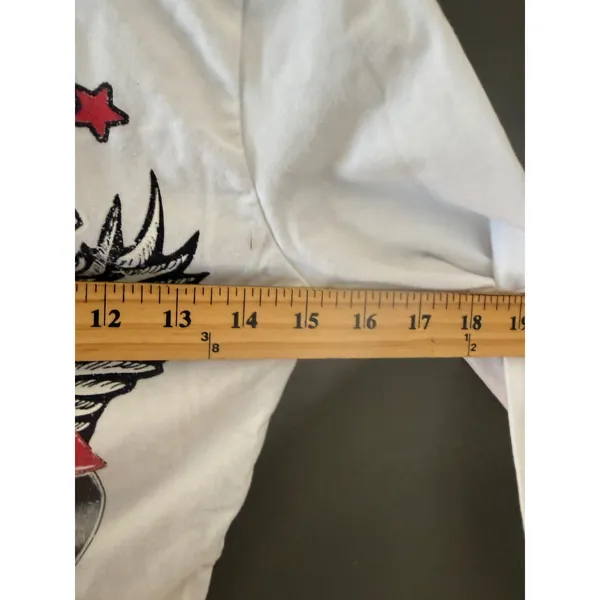 JNK American Speedway Motorcycle Lace Up Crop Top White Long Sleeve S Biker‎ - Image 5