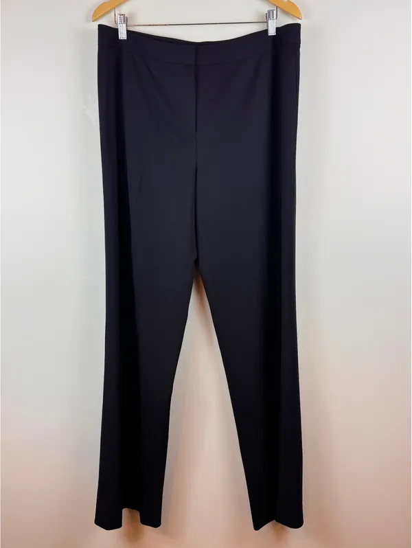 Lafayette 148 New York Black Virgin Wool Stretch Straight Leg Pants Size 14 - Image 2