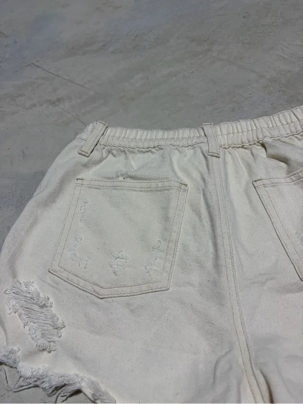 Aerie cream Distressed Denim Shorts XS - Image 7