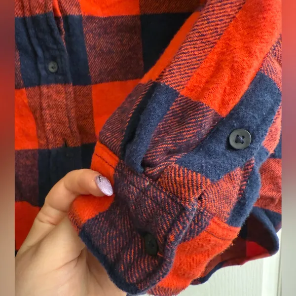 Aerie LumberJane Red & Blue Buffalo Plaid Soft Brushed Flannel Shirt - size M - Image 3