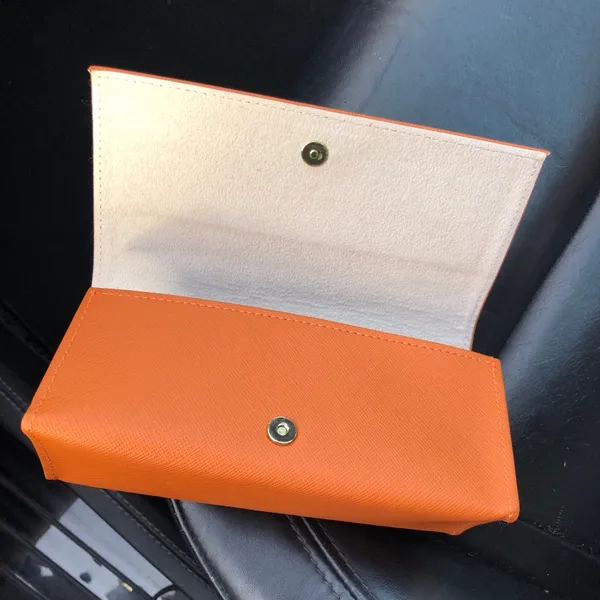 Tory Burch Eyeglass Sunglass Case Sunglasses Travel Snap Closure Triangle Orange - Image 6