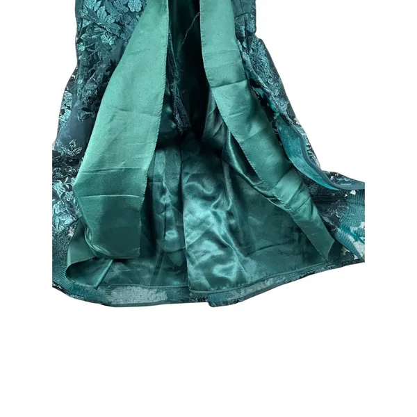BCX Dress Size 5 Emerald Green Floral Embroidered Fit & Flare Party Dress - Image 10