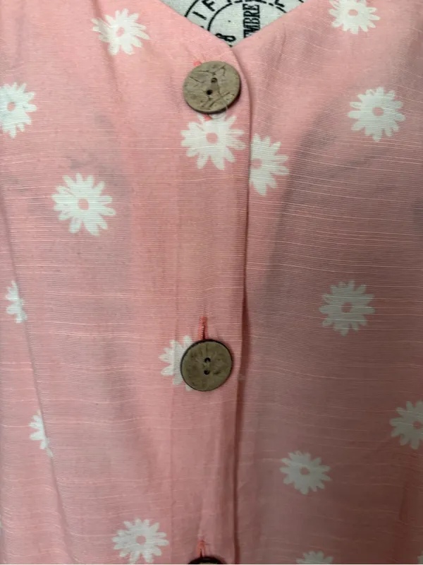LC Lauren Conrad Pink Daisy Tie-Sleeve Blouse - Image 4