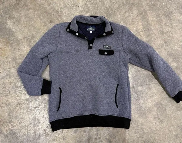 Simply Southern Quilted 4 Snap Button Pullover Grey Size Large - Image 2