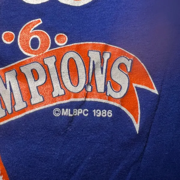VTG 1986 New York Mets World Champions T Shirt Retro MLB Womens‎ M Single Stitch - Image 3