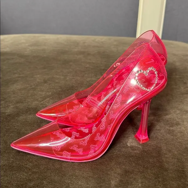 Barbie x ALDO Barbiestessy Collection Pink Translucent Pointed Toe Pumps 7 NEW - Image 8