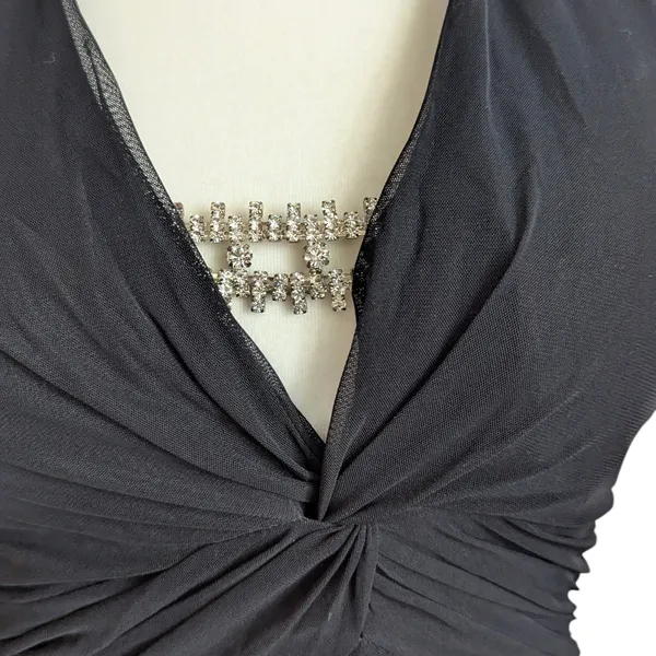 Cache Vintage Y2K Black Backless Formal Dress Rhinestone Halter Gown Prom Hoco - Image 4