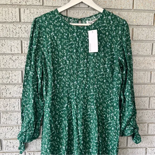 NWT Reformation Zelda Dress Emerald Green Midi Dress Prairiecore Size 10 - Image 11