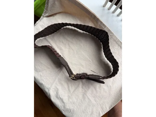 Talbots Brown Woven Leather Adjustable Belt Size Small - Image 5