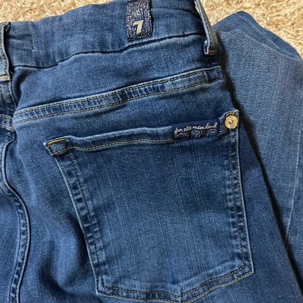 7 For All Mankind Boot Cut Jeans Cotton Denim Blue Size 32x32 - Image 3