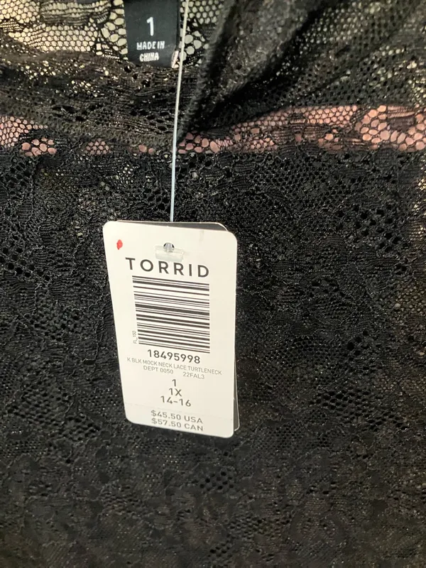 Torrid Black Lace Long-Sleeve Top - mock neck - Image 8
