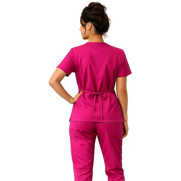 New York Laundry Medics Burgandy Shorts Sleeve Scrub Top, S - Image 2